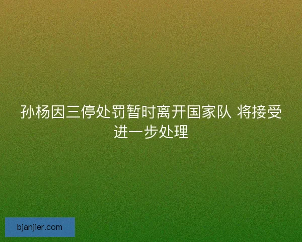 孙杨因三停处罚暂时离开国家队 将接受进一步处理